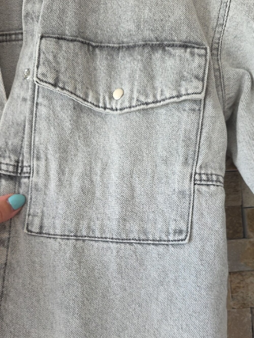 George Gray Washed Denim Button-Down Jacket - Picture 4 of 6